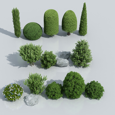  绿化带 绿篱灌木su模型 