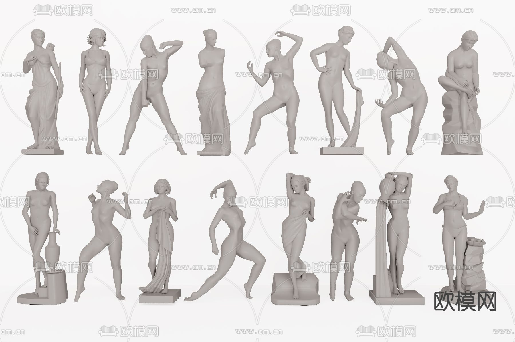 欧式人物石膏雕塑su模型下载（渲染图1）