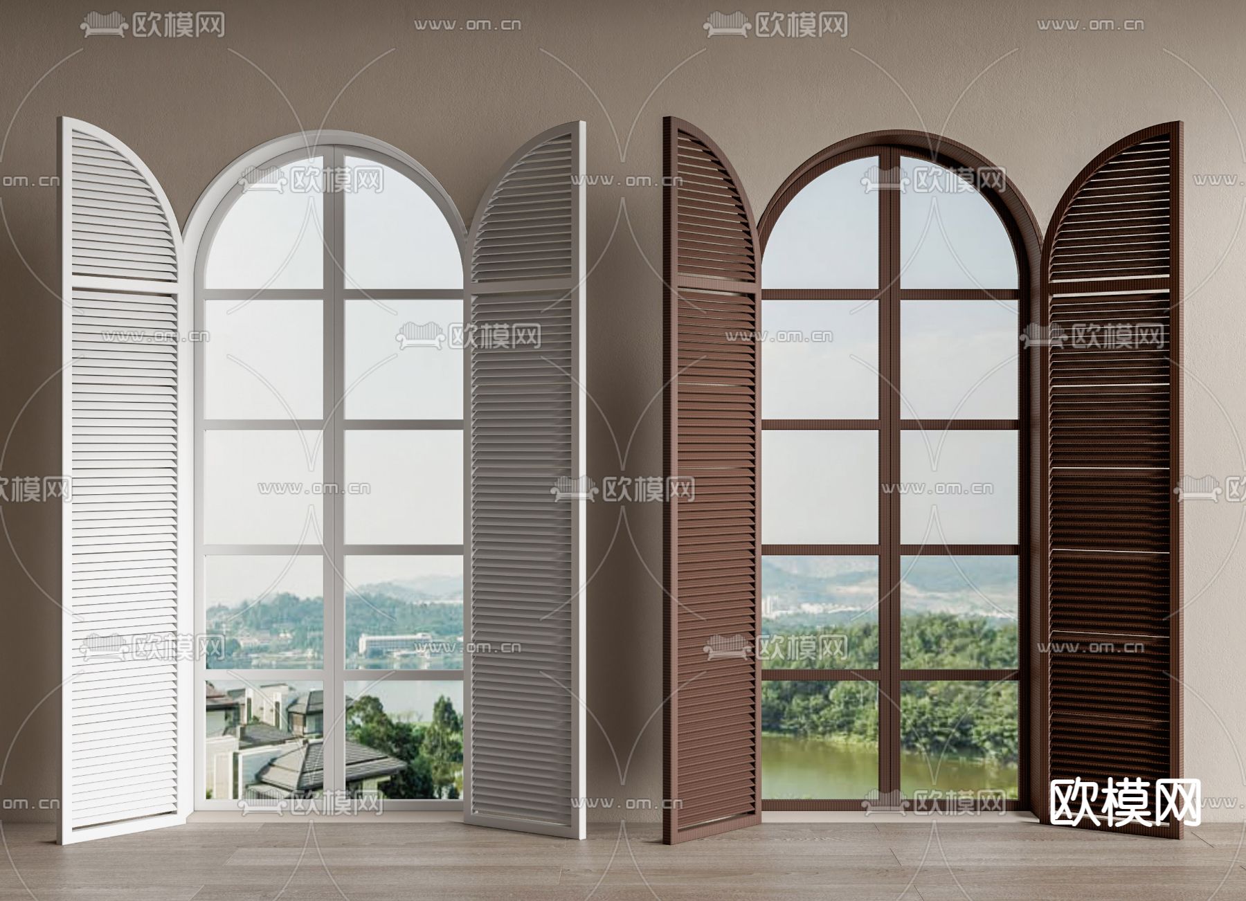 百叶窗 窗户 落地窗su模型下载（渲染图1）