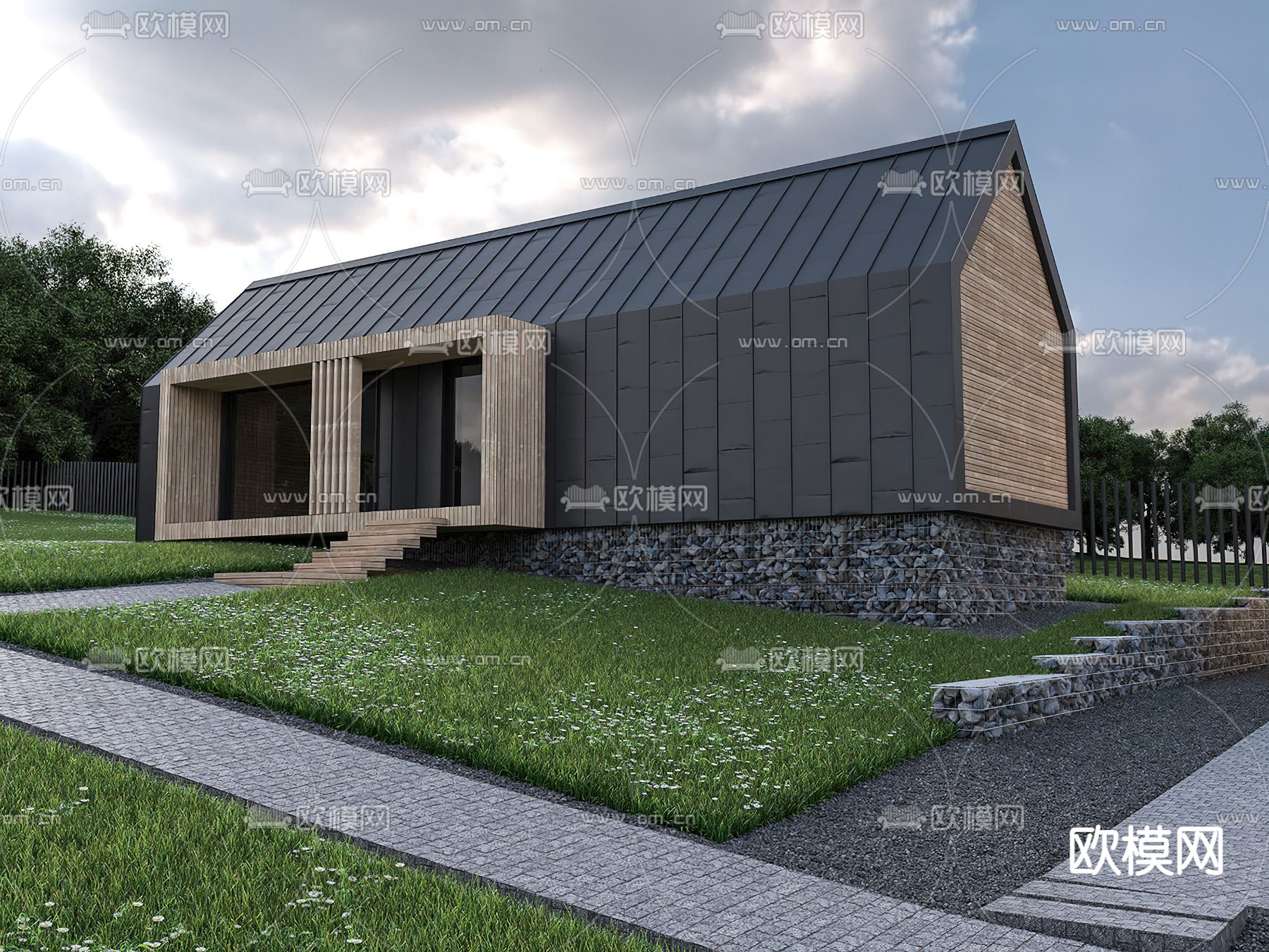 现代民宿建筑su模型下载（渲染图2）