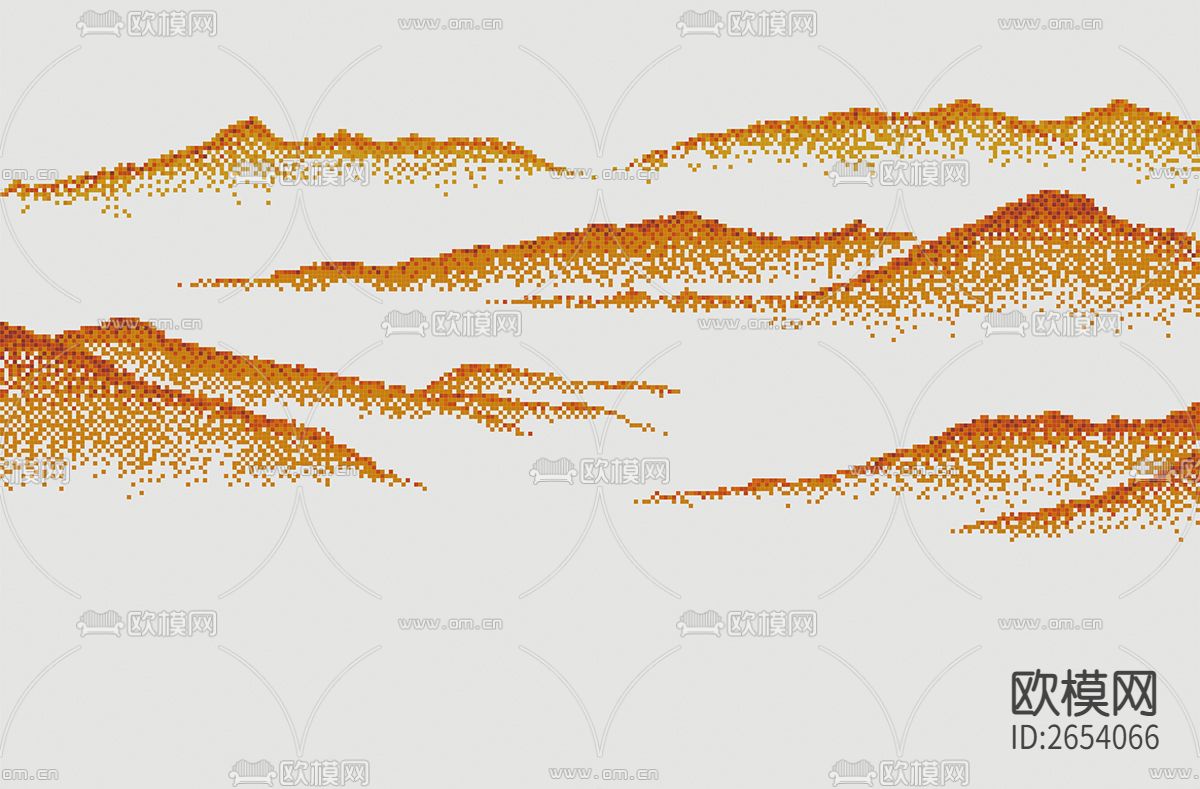 新中式 山水 金箔 云海 刺绣壁纸下载（渲染图3）