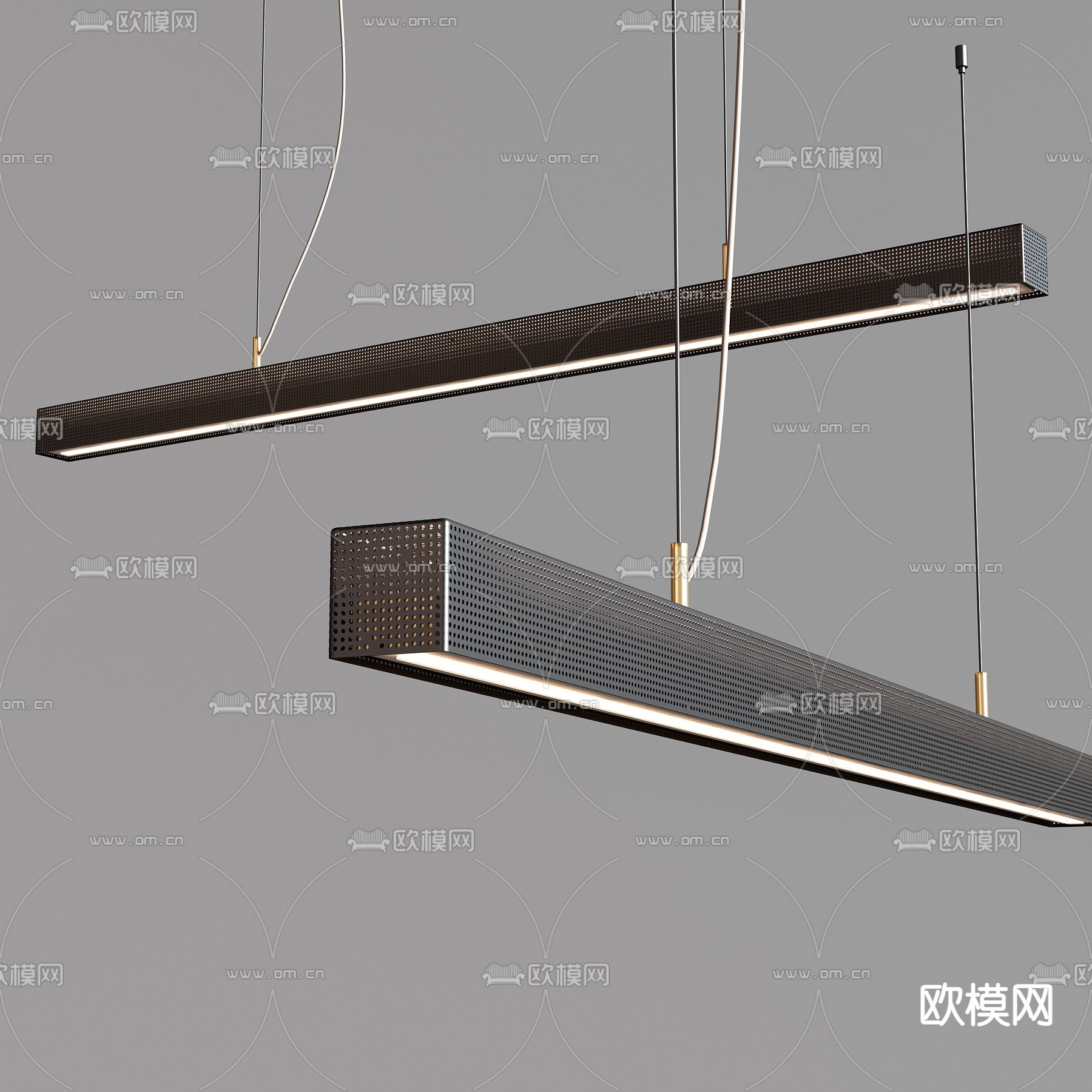 长吊灯 办公吊灯3d模型下载