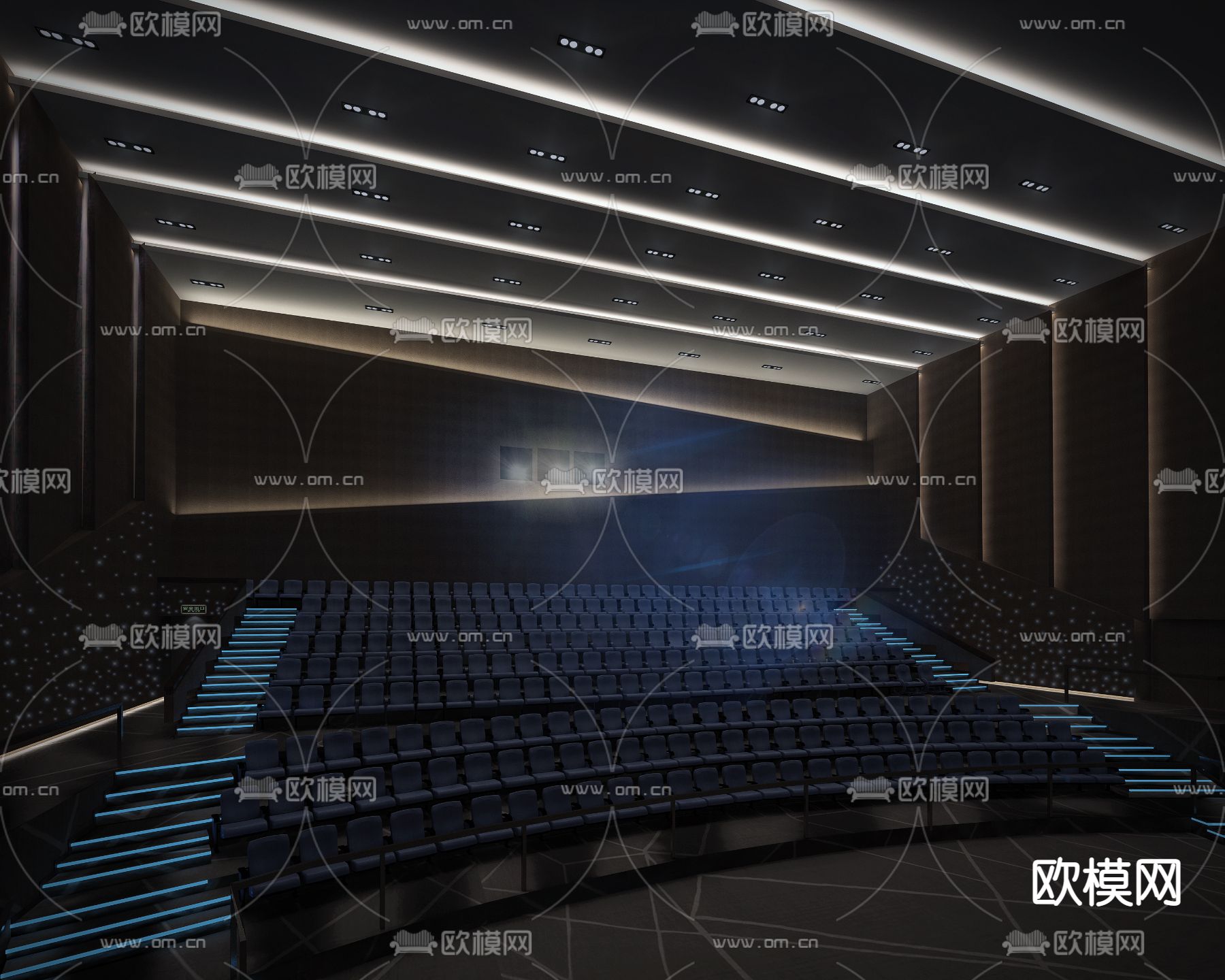 现代电影院 放映厅3d模型下载