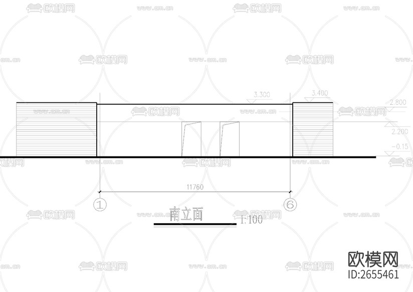 公園公廁建筑結(jié)構(gòu)cad施工圖下載(渲染圖3)