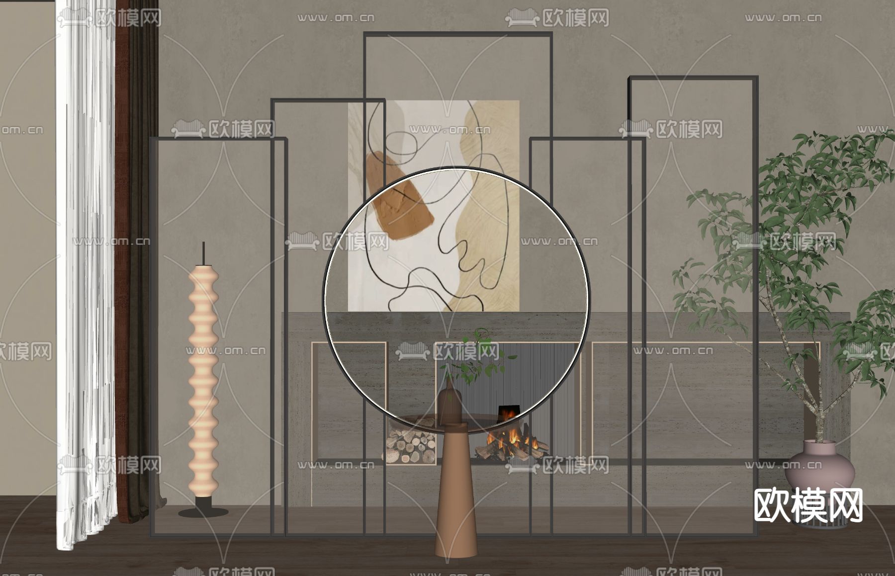 现代屏风 隔断su模型下载（渲染图2）