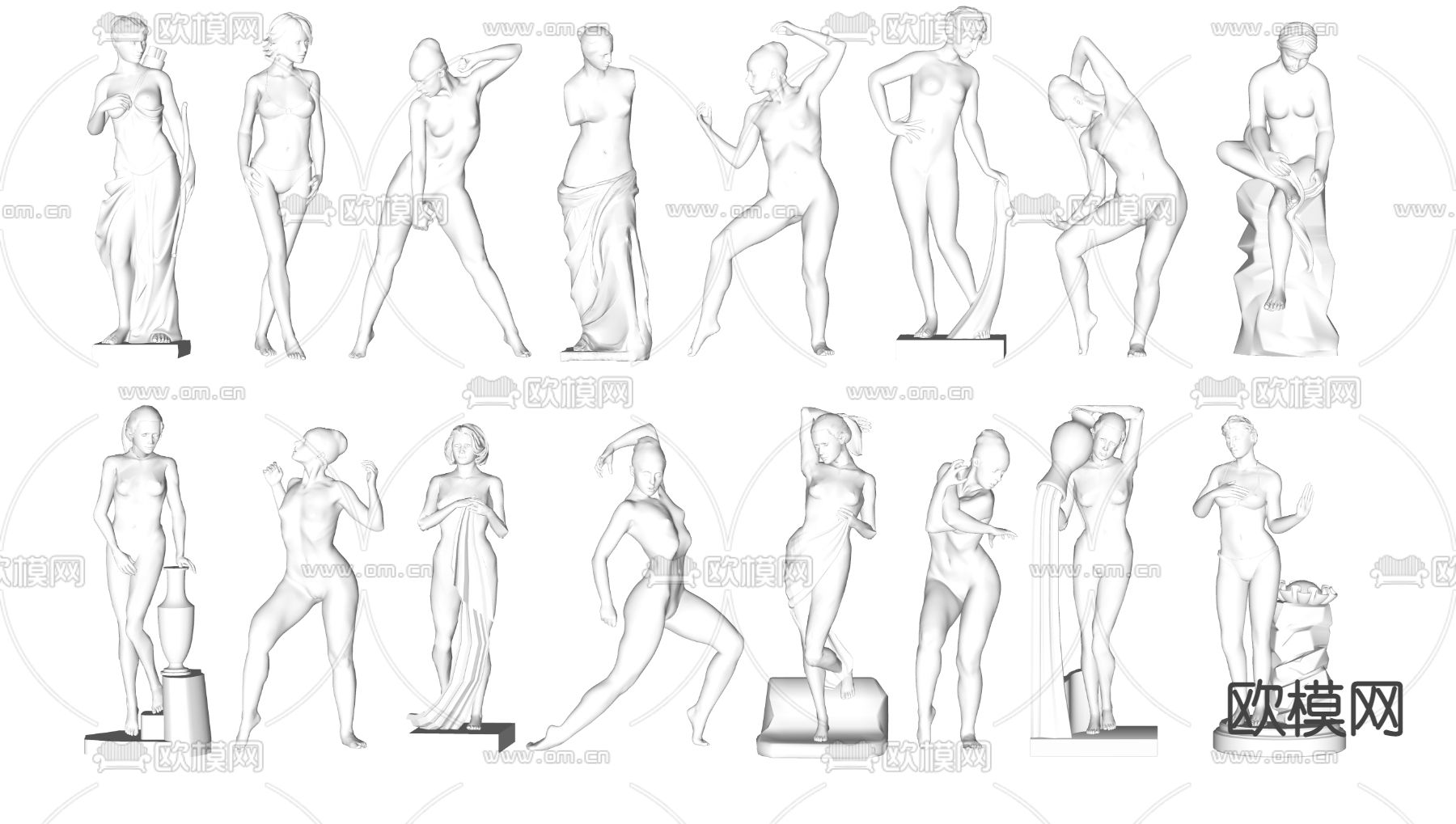 欧式人物石膏雕塑su模型下载（渲染图2）