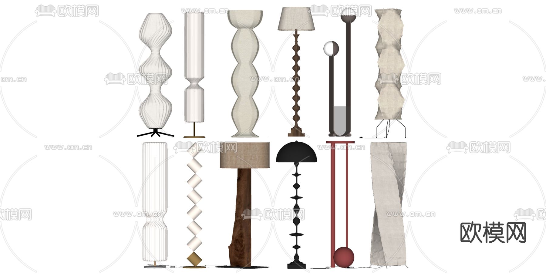 中古风落地灯su模型下载（渲染图2）