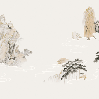  新中式 山水 青山绿水 松树壁纸 