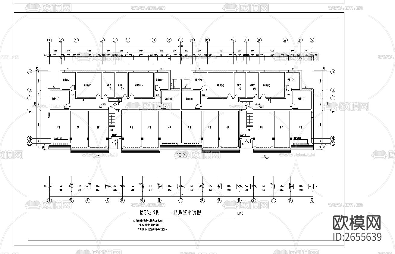 住宅楼建筑平面cad施工图下载（渲染图2）
