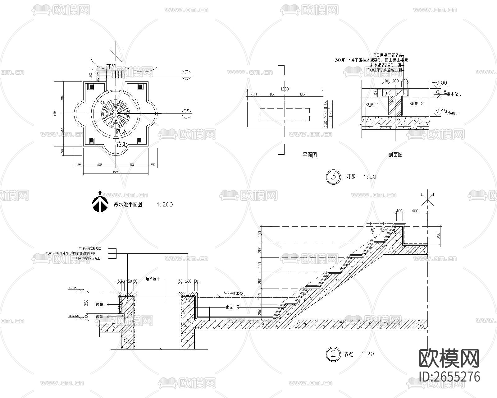 儿童戏水池平面及大样cad施工图下载（渲染图2）