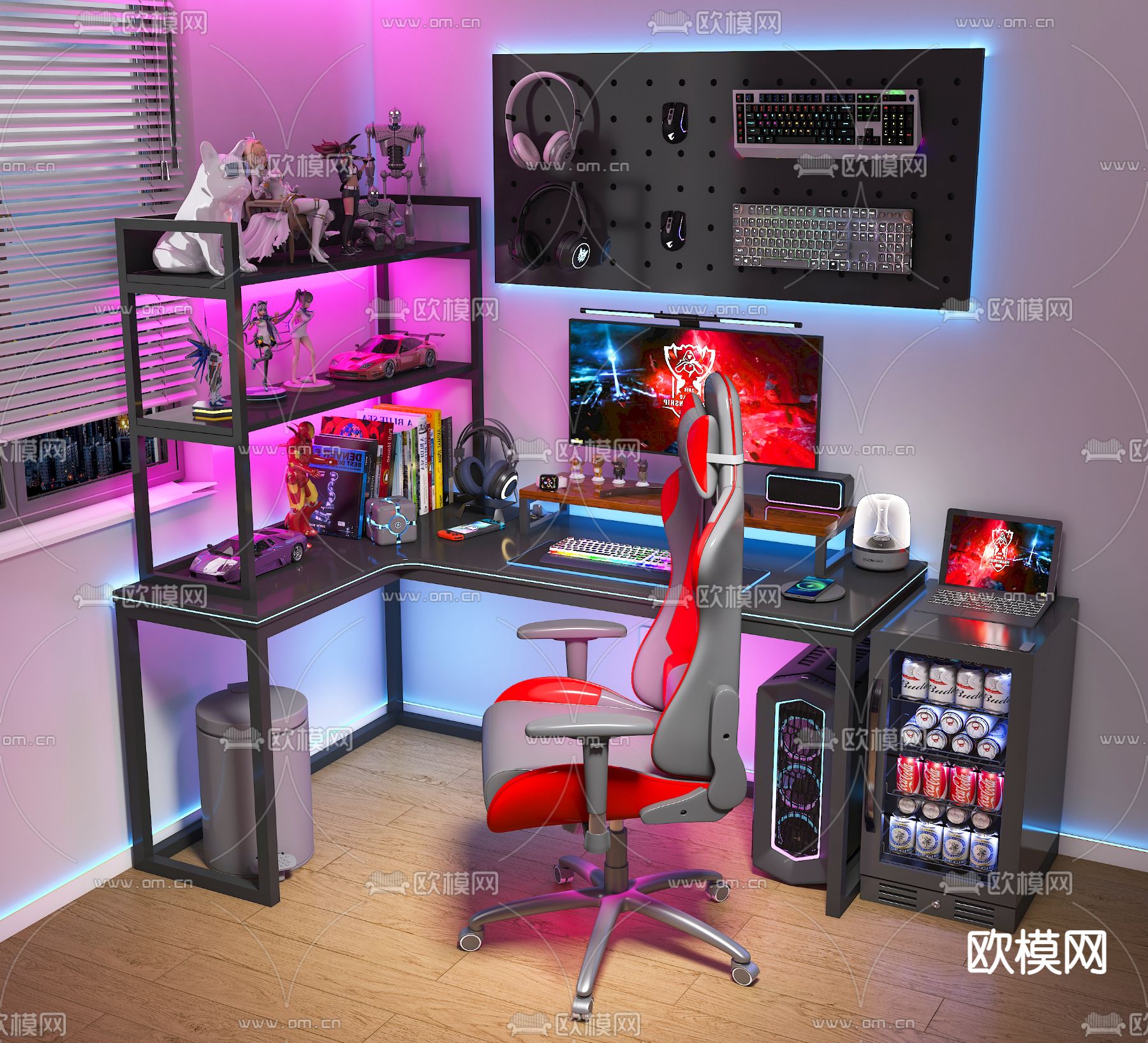 电竞桌 电玩桌 游戏桌3d模型下载