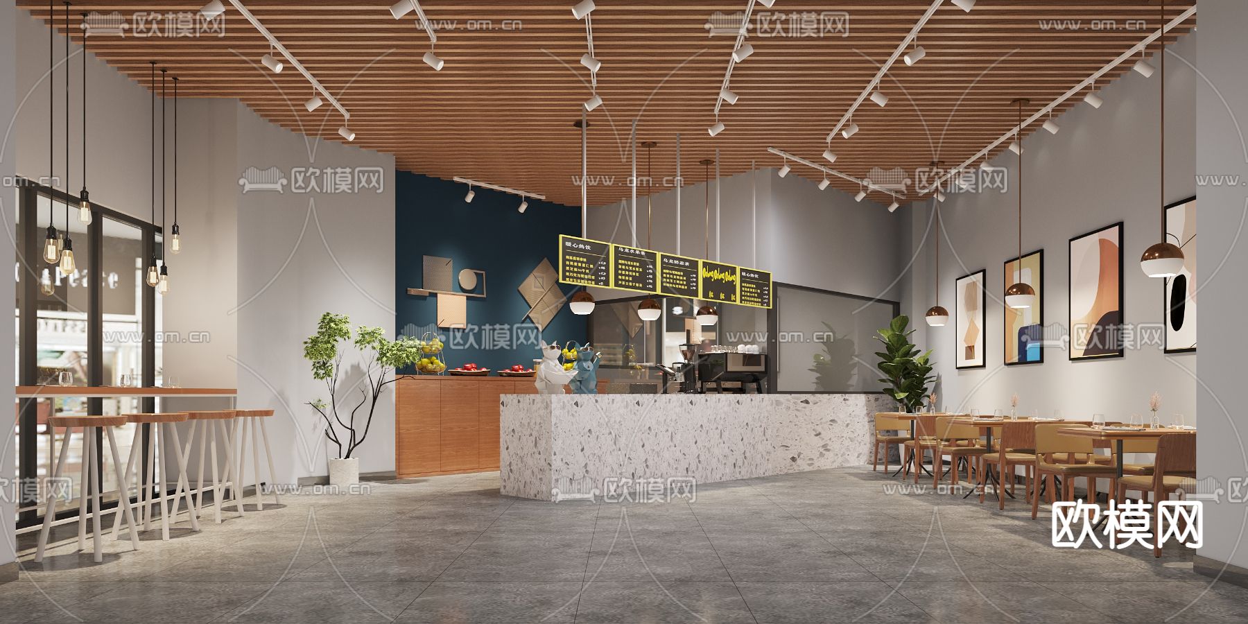 现代咖啡厅3d模型下载