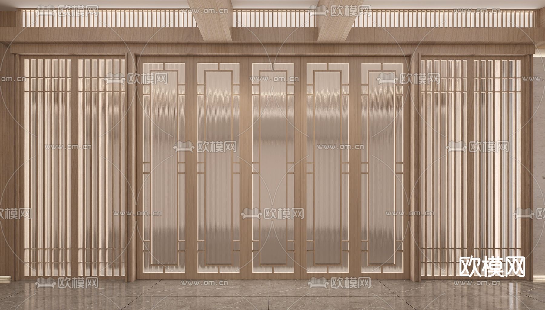 新中式屏风 隔断3d模型下载