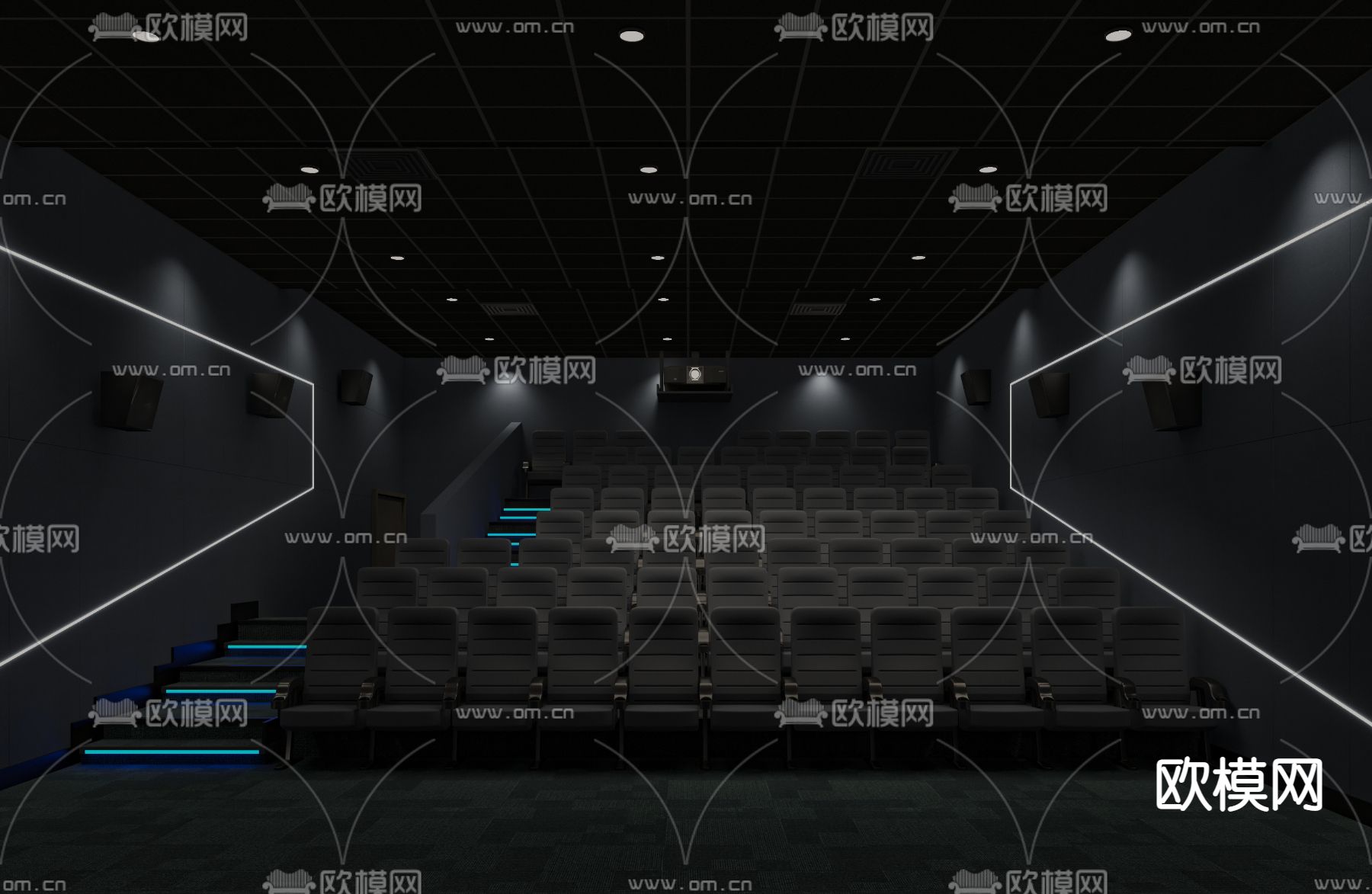 现代电影院su模型下载（渲染图1）