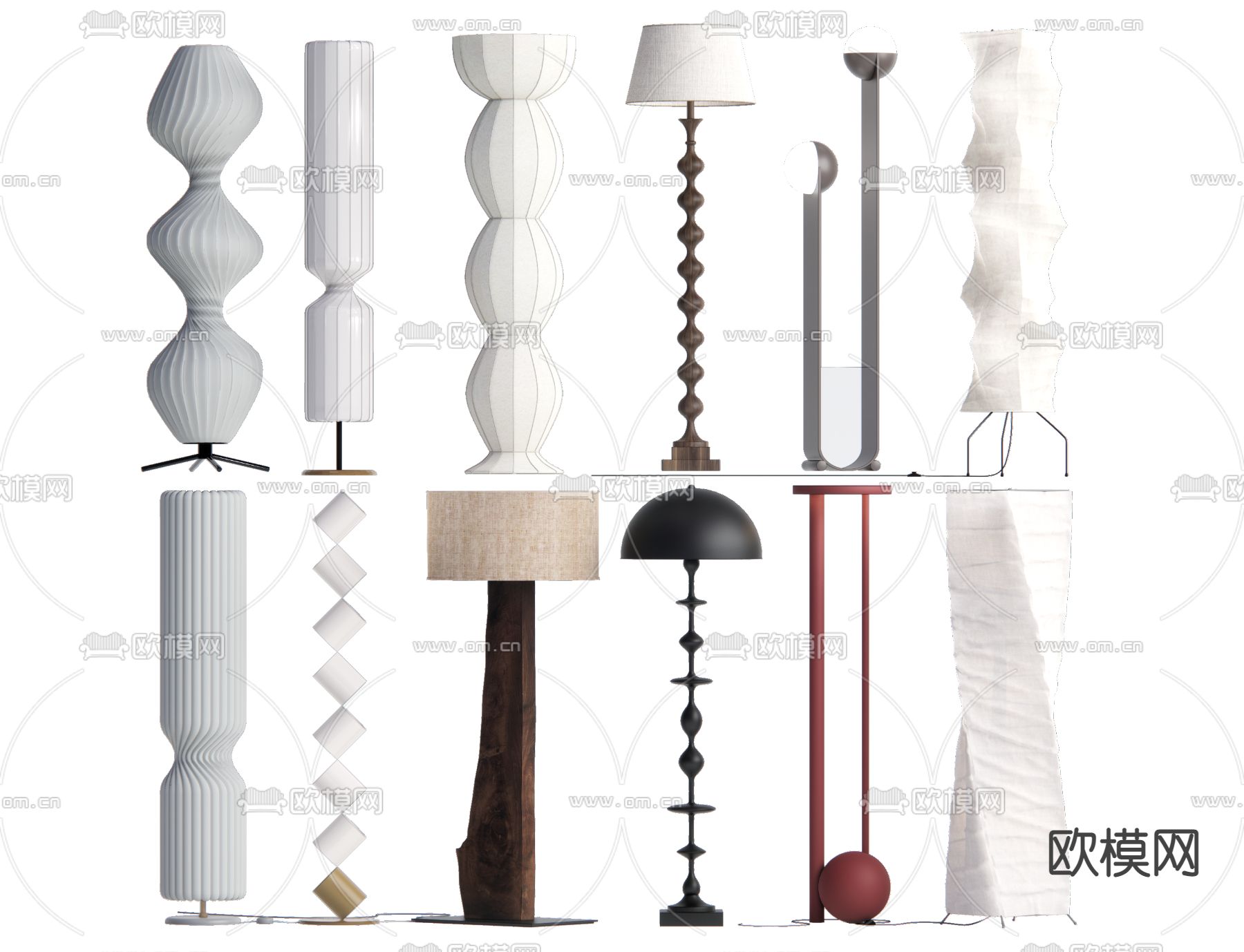 中古风落地灯su模型下载（渲染图1）