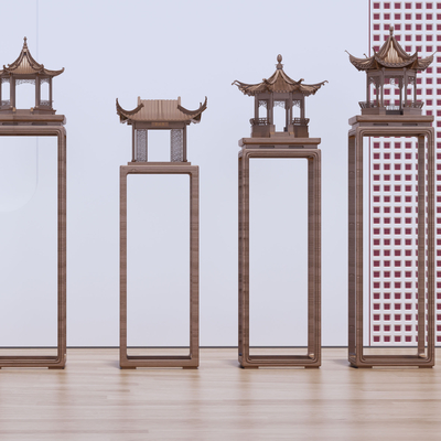 亭台雕塑 摆件su模型