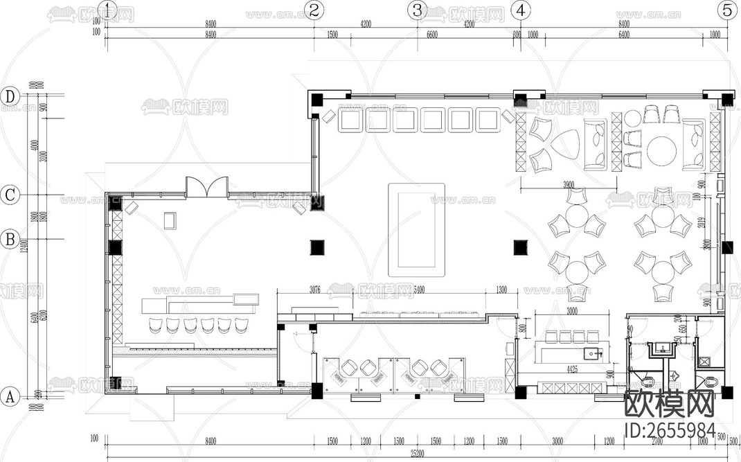 售楼处平面CAD施工图-免费3dmax模型库-欧模网