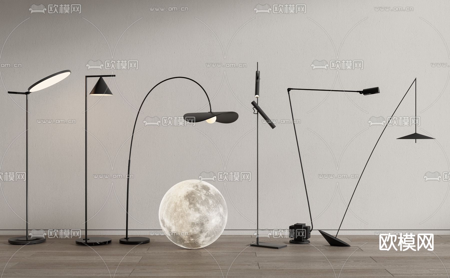 现代落地灯su模型