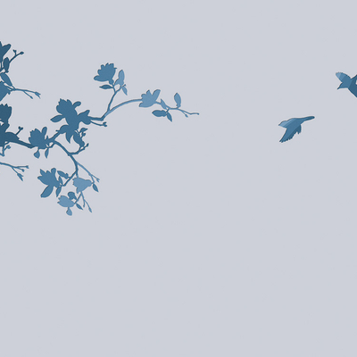  新中式 花鸟 工笔 刺绣 壁纸 