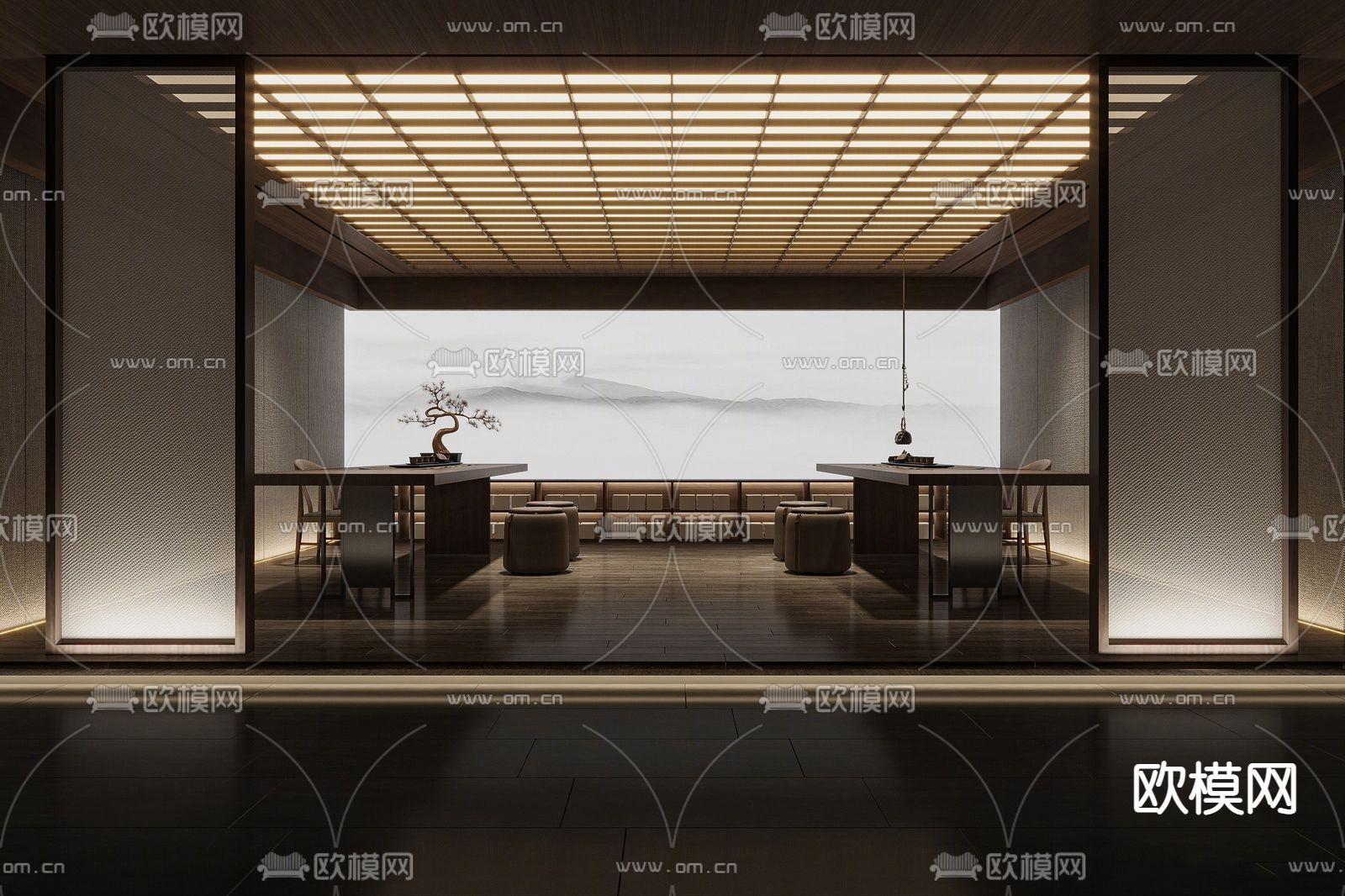新中式禅意茶楼su模型下载_ID14104014_sketchup模型下载-欧模网