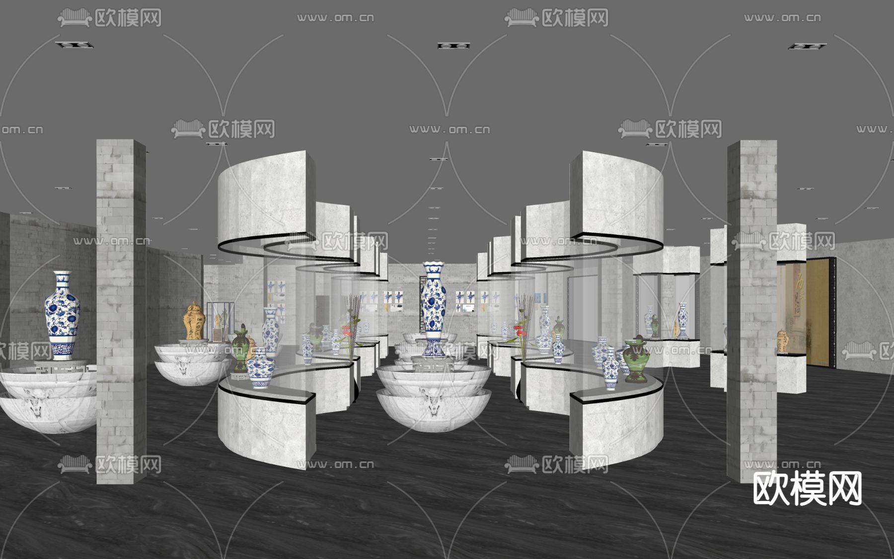 展馆 展厅 博物馆su模型下载（渲染图2）