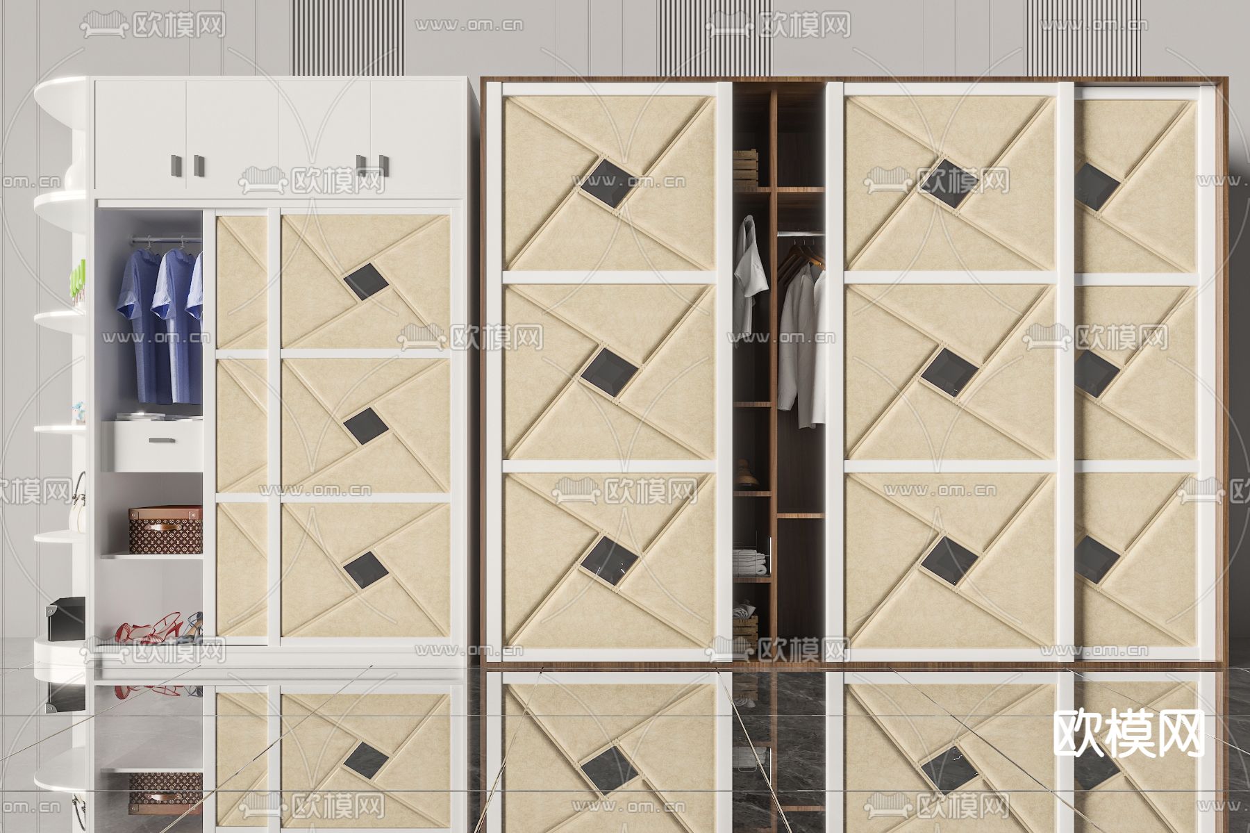 简欧衣柜3d模型下载