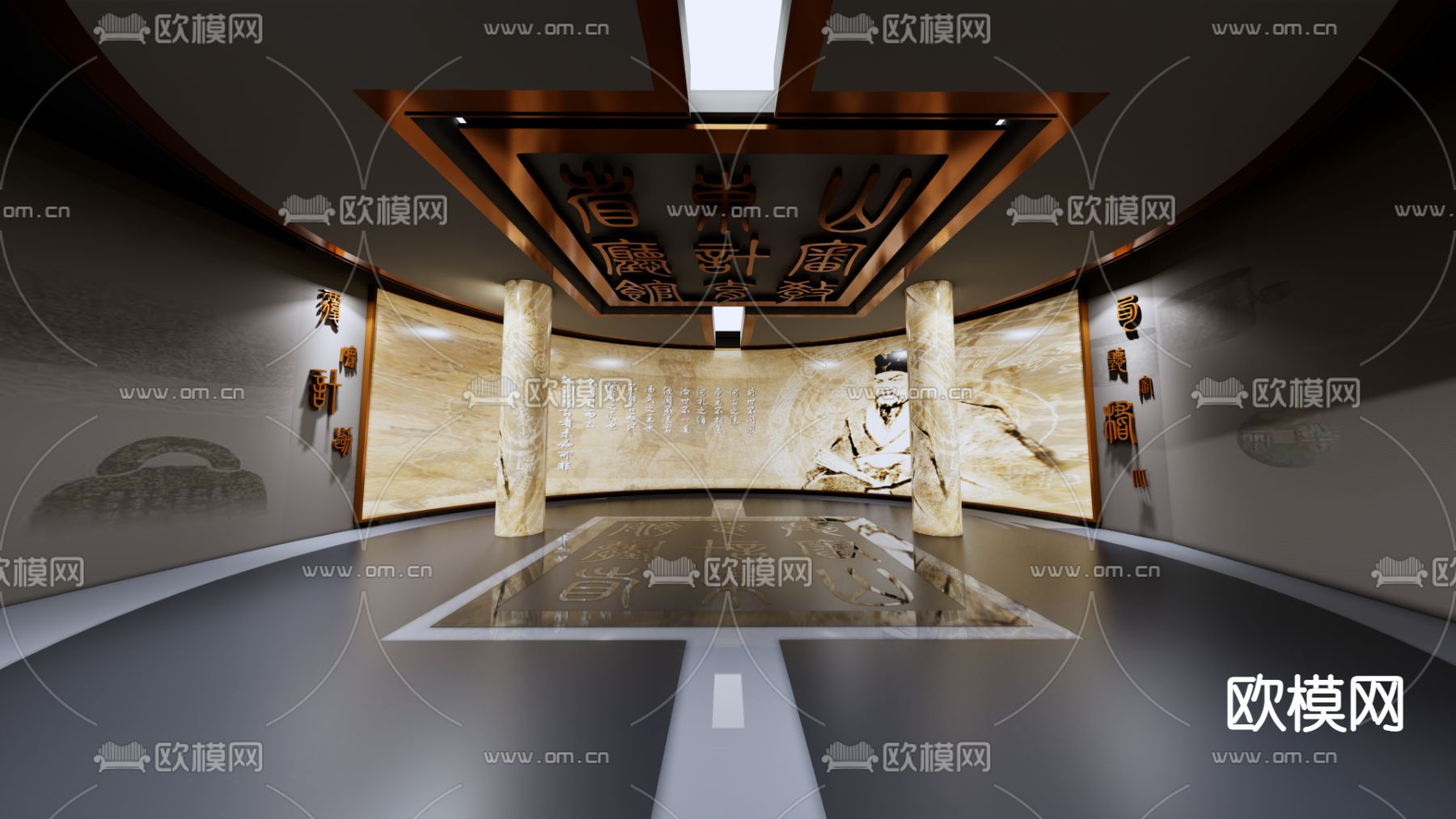 中式博物馆su模型下载（渲染图1）