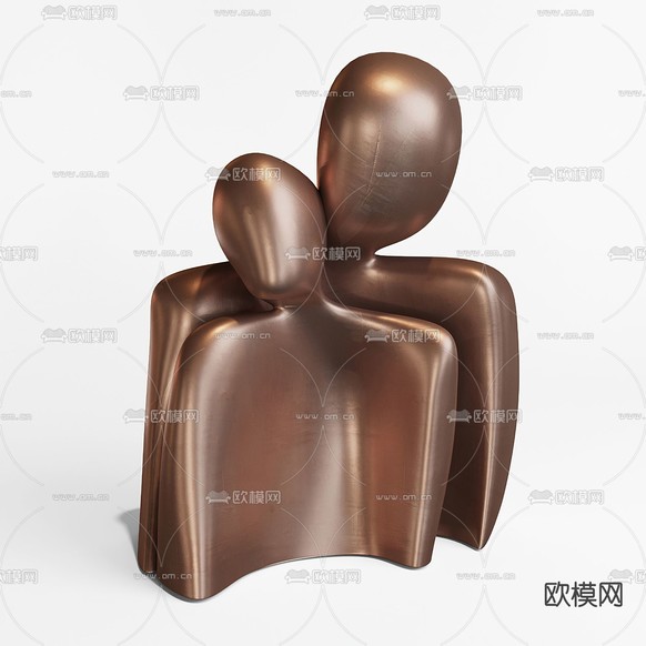 人物雕塑 金属摆件3d模型下载(渲染图1)