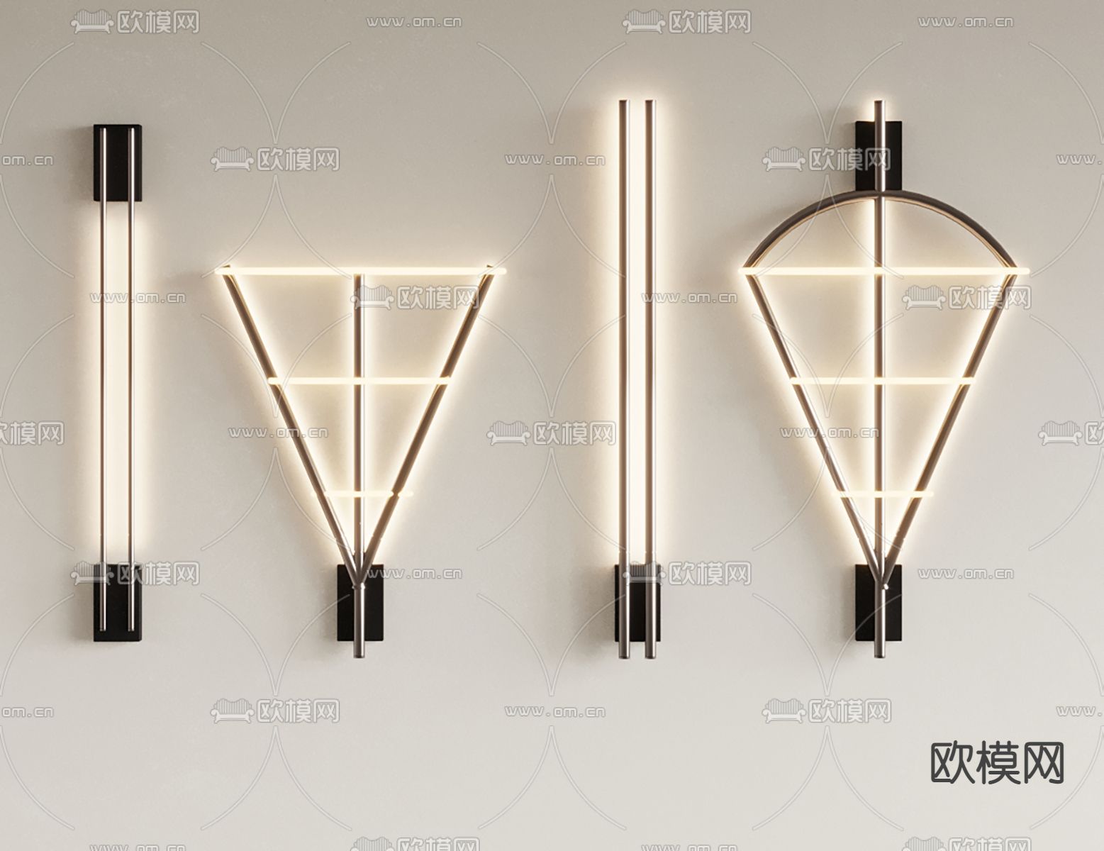 现代壁灯su模型下载（渲染图1）