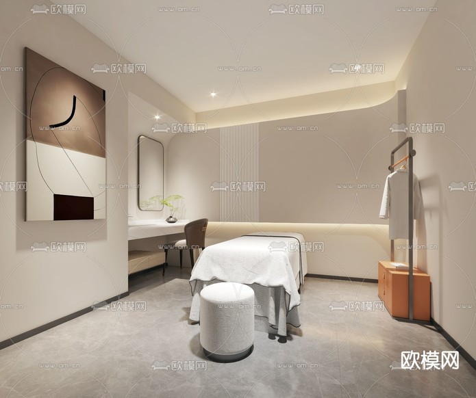 奶油风SPA店 美容房3d模型下载