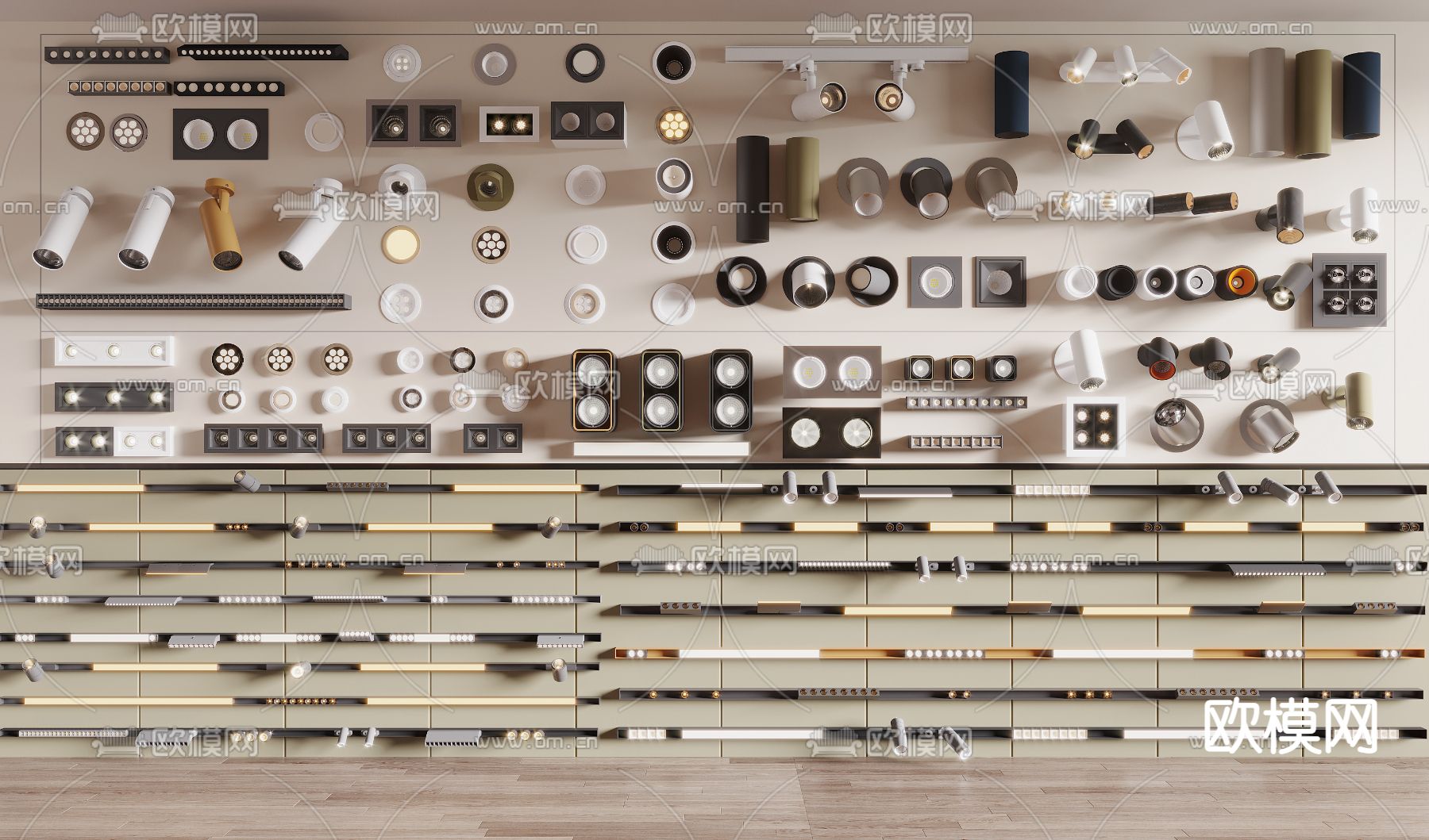 筒灯射灯 磁吸轨道灯su模型下载（渲染图1）