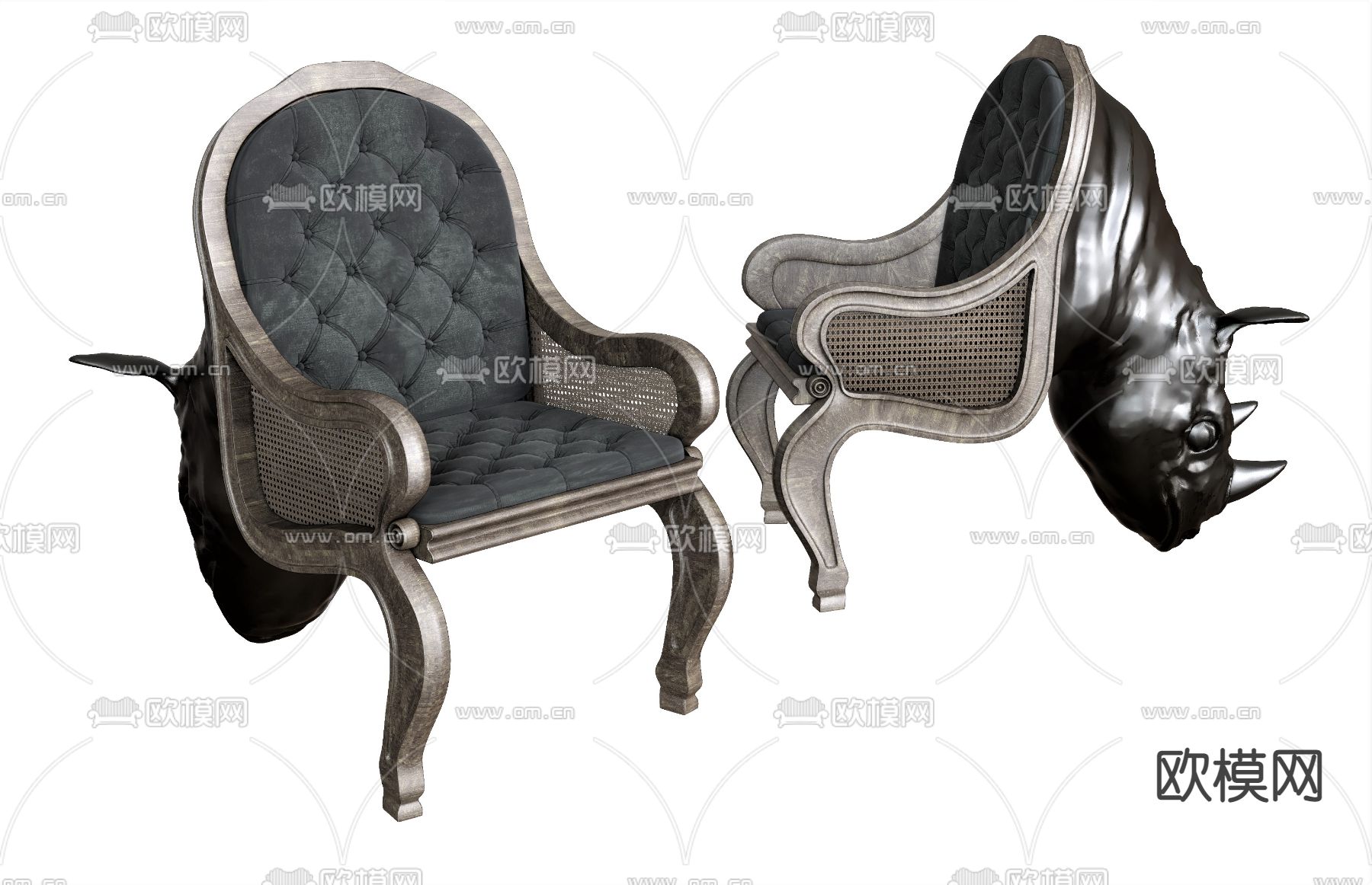 后现代单人沙发su模型下载（渲染图1）