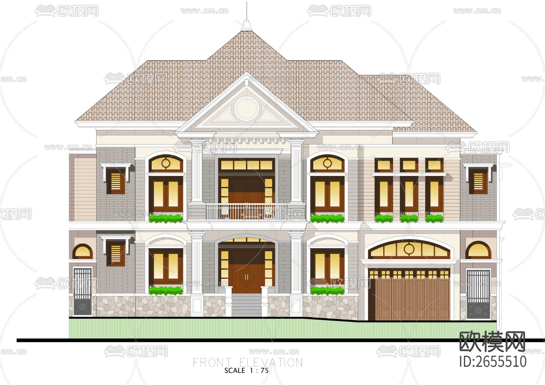 欧式别墅cad施工图下载（渲染图4）