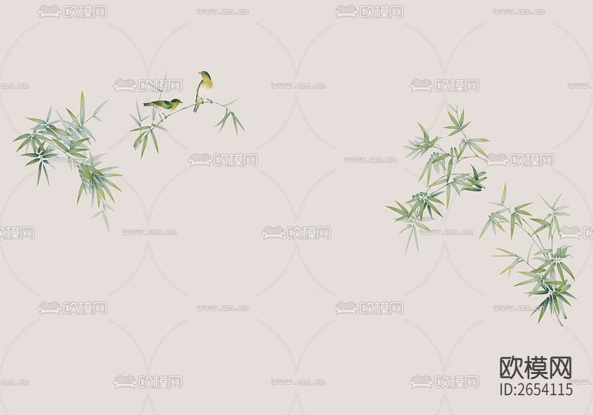 新中式 竹子壁画下载（渲染图2）