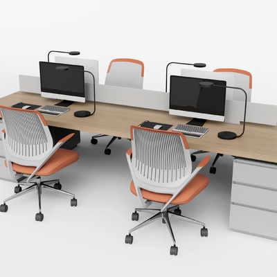  屏风卡位 办公桌椅su模型 