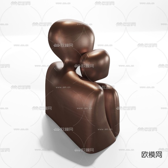 人物雕塑 金属摆件3d模型下载(渲染图2)