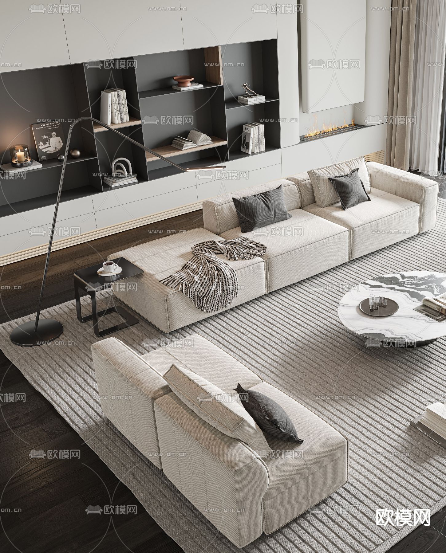 现代组合沙发3d模型下载（渲染图2）