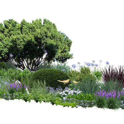  现代景观灌木堆su模型 