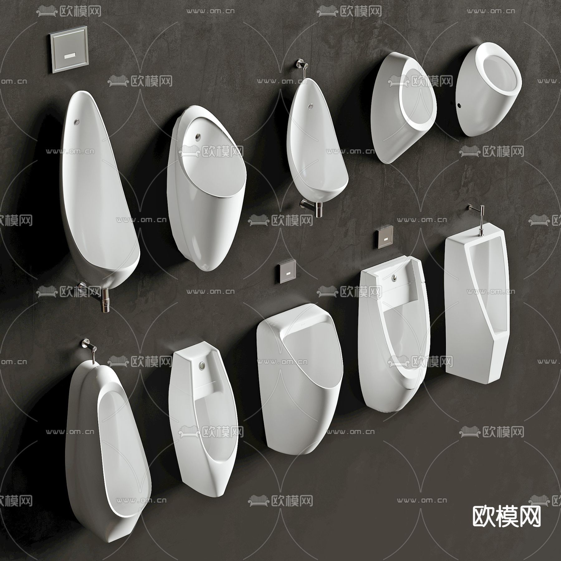 现代小便斗su模型下载（渲染图1）