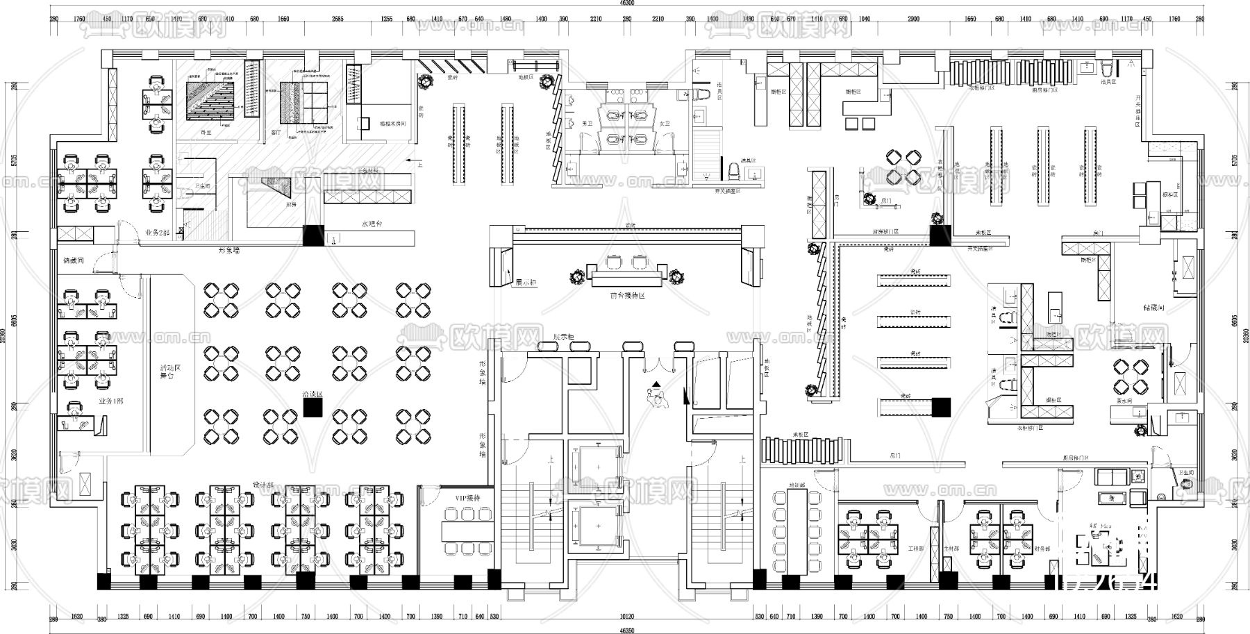 装修公司建材展厅CAD施工图下载（渲染图1）