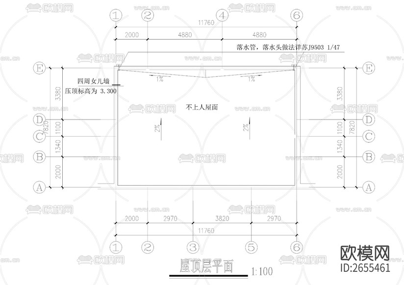 公園公廁建筑結(jié)構(gòu)cad施工圖下載(渲染圖2)