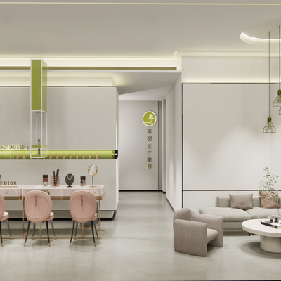  美甲美容大厅su模型 