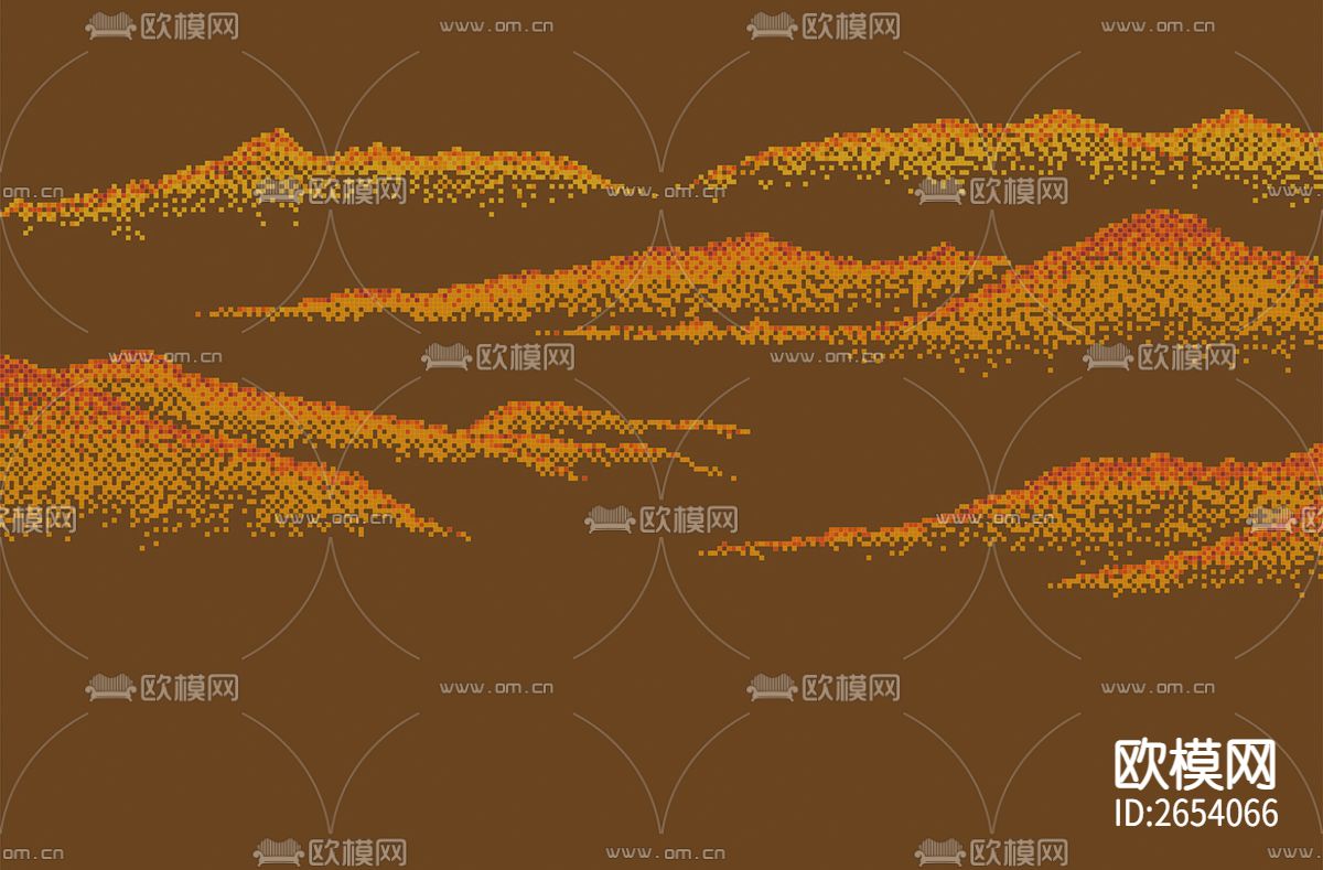 新中式 山水 金箔 云海 刺绣壁纸下载（渲染图5）