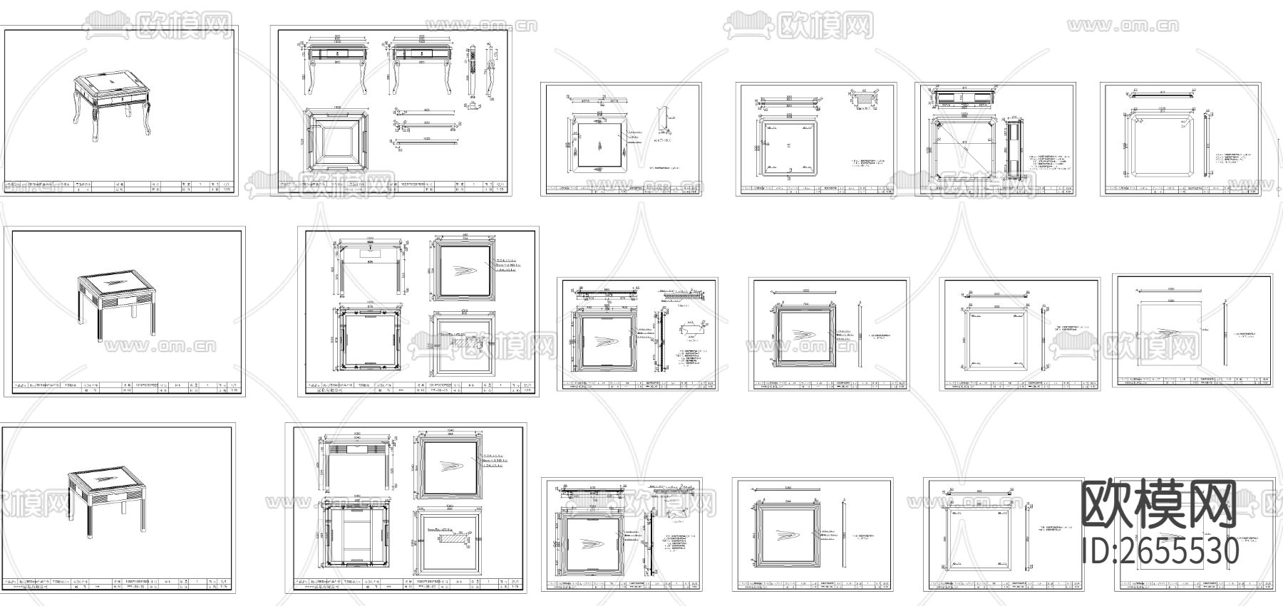 麻将桌图库cad施工图下载（渲染图4）