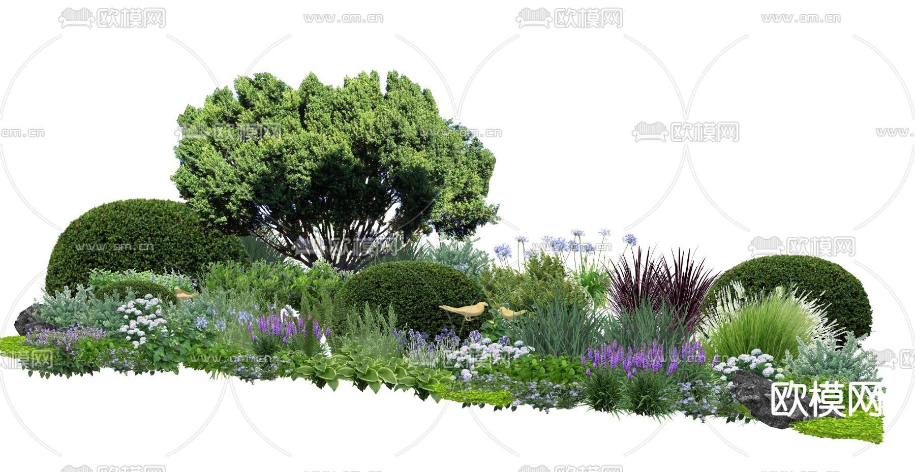 现代景观灌木堆su模型下载_ID14101404_sketchup模型下载-欧模网