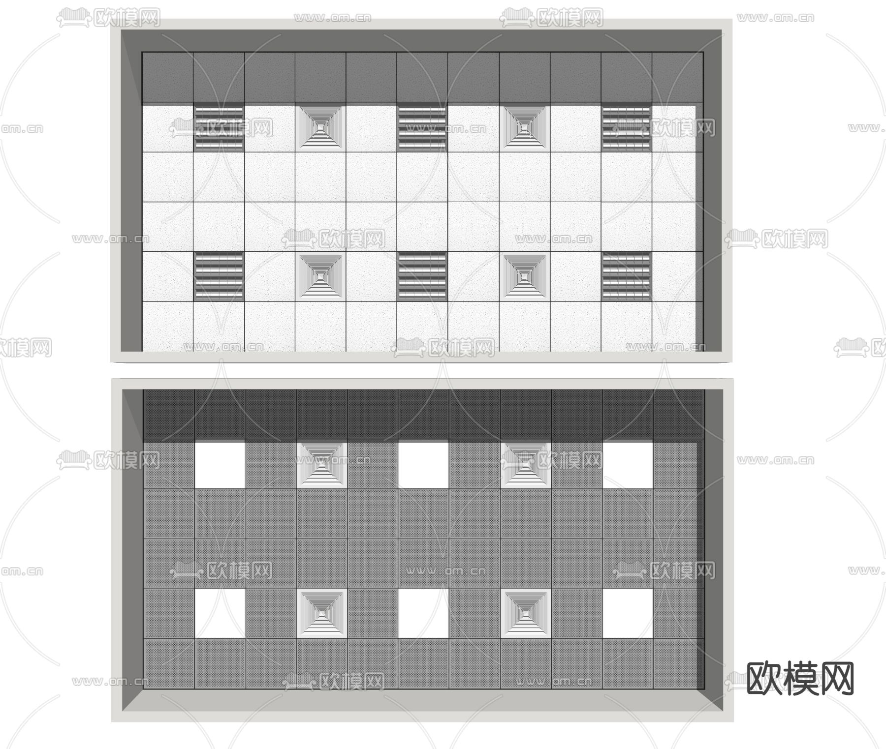 铝扣板吊顶  天花吊顶su模型下载（渲染图2）