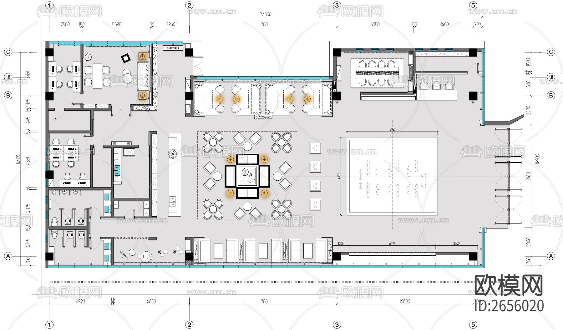 售楼处平面CAD施工图-免费3dmax模型库-欧模网