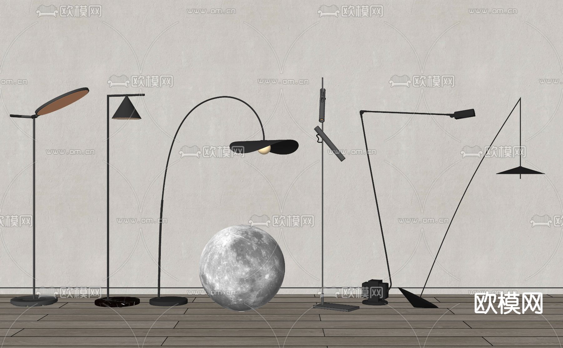 现代落地灯su模型