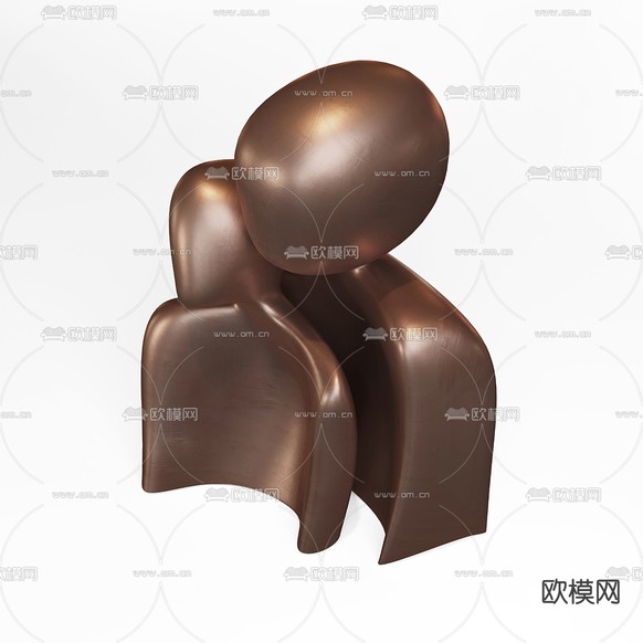 人物雕塑 金属摆件3d模型下载(渲染图3)