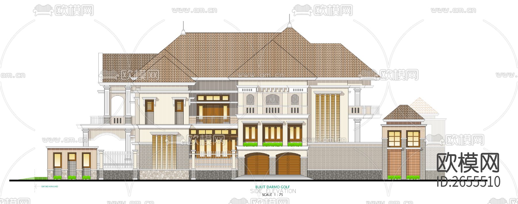 欧式别墅cad施工图下载（渲染图3）